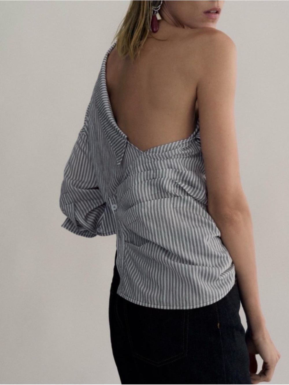 ZARA Striped top in White and Grey